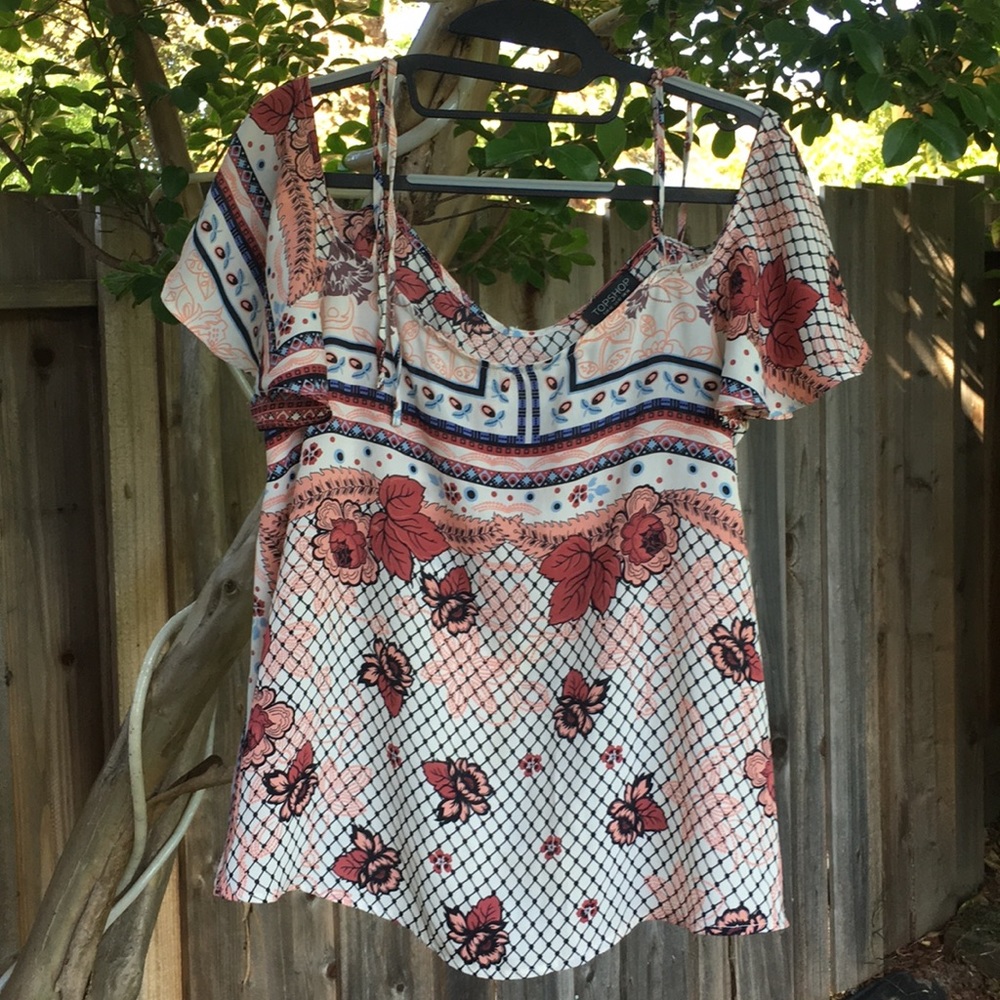 Beautiful floral off the shoulder Topshop top
